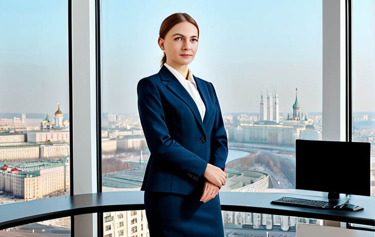 Business Professional**
"A confident businesswoman in a tailored, modest business suit, standing in a modern Moscow office with panoramic city views, fully clothed, appropriate attire, safe for work, perfect anatomy, natural proportions, professional corporate photography, high quality."
**