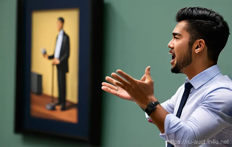 경매사 시험 준비 중 유용한 온라인 자료 - **Prompt:** "A determined young woman, in her mid-20s, with a focused expression, sits at a contempo...