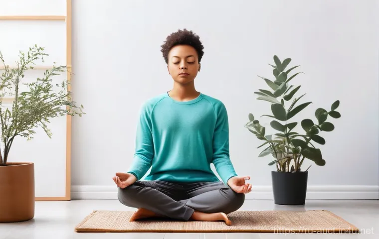 경매사 자격증 시험장에서 유의할 점 - **Prompt:** A serene and focused young adult, gender-neutral, engaged in deep meditation within a br...