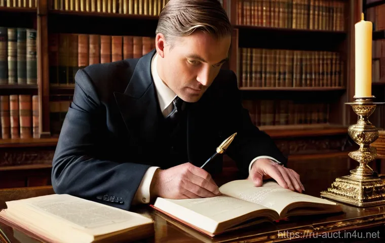 경매사 업무 일지 작성 방법 - **Prompt 1: The Meticulous Archivist**
A professional male auctioneer in his late 40s, with a se...