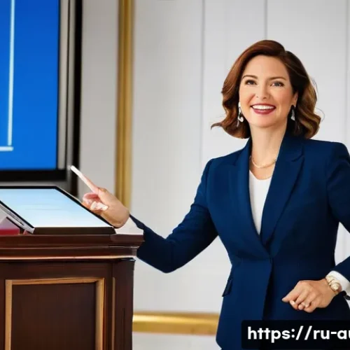 Home 13 경매사 시험 대비를 위한 온라인 강의 추천 - **Prompt:** A highly charismatic and professional female auctioneer, in her mid-30s, stands confiden...