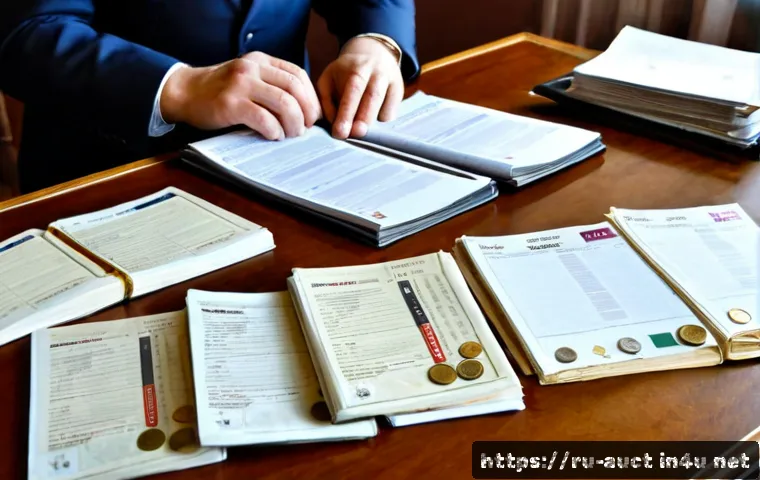 Home 30 경매사 필기시험 필수 기출문제 분석 - Photorealistic Russian auctioneer certification exam preparation scene, middle-aged professional rev...